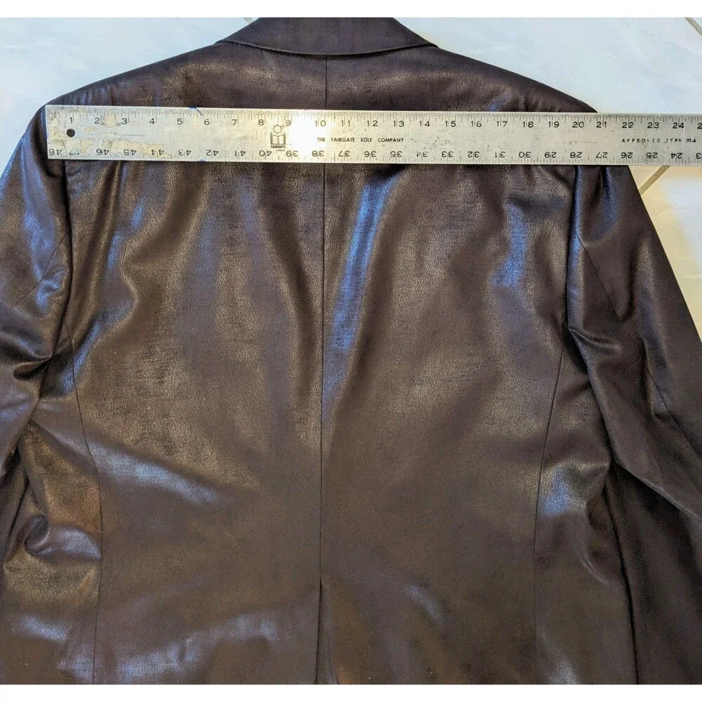 Emanuel Ungaro Men's 48R Brown Leather Look Sport Coat Blazer 2 Button Polyester